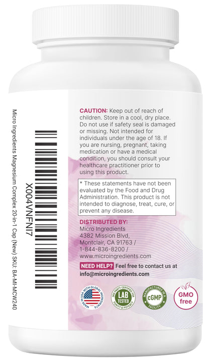 Magnesium Complex for Women, 240 Vegetarian Capsules | 20-in-1 Formula - Magnesium Blend with Vitamin D3, K2, Ashwagandha & More | Filler Free, Non-GMO Micro Ingredients buy supplements Au