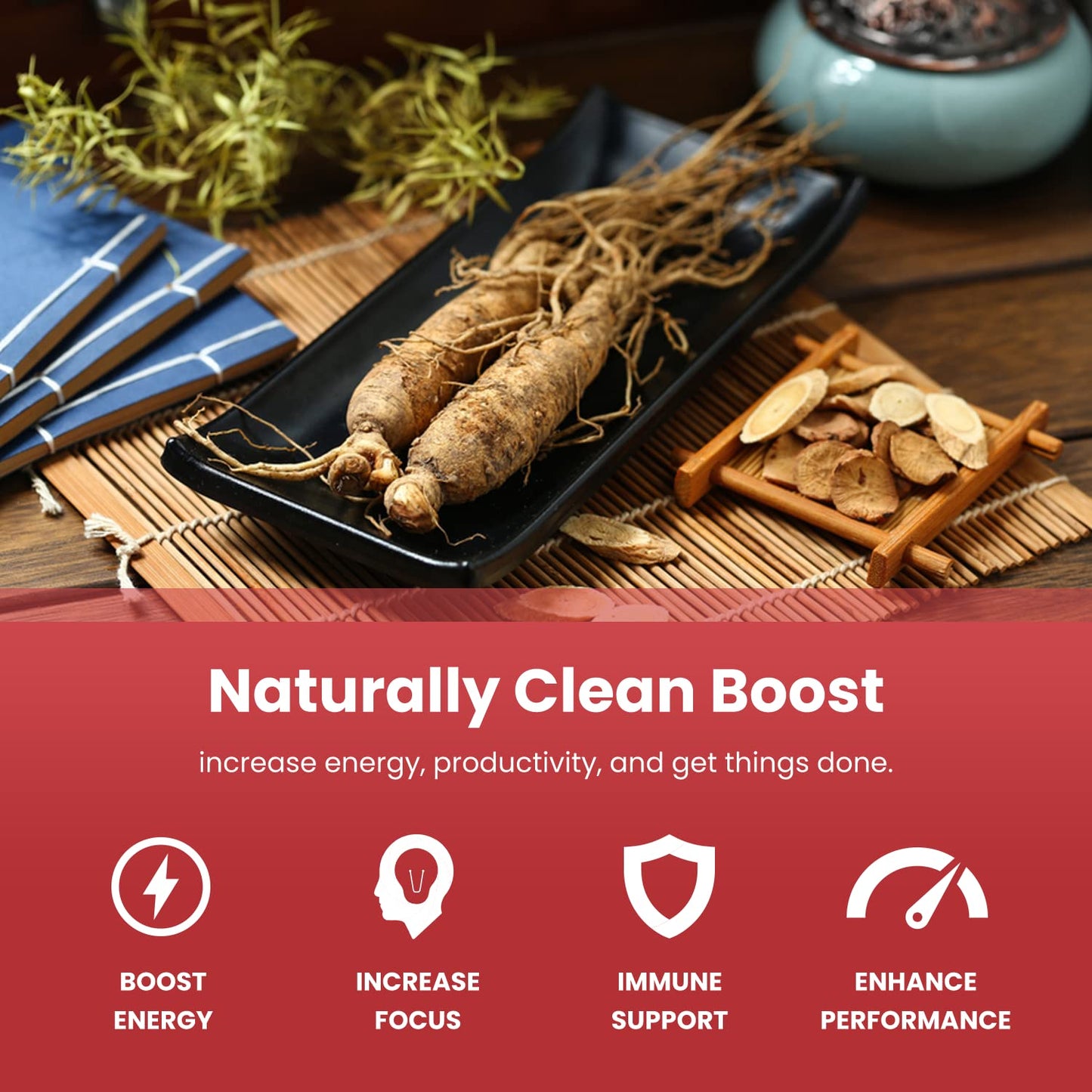 NutraChamps Korean Red Panax Ginseng Capsules | Extra Strength Ginsenosides for Energy, Focus, Performance, Vitality & Immune Support