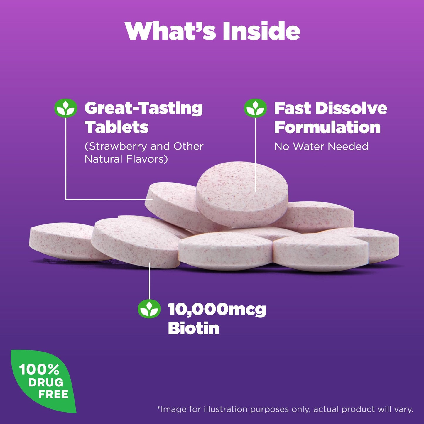 Natrol Biotin 10000mcg, 4X Faster Dissolve Supplement for Healthy Hair, Skin and Nails for Those Low in Biotin, Plus Energy Metabolism Support