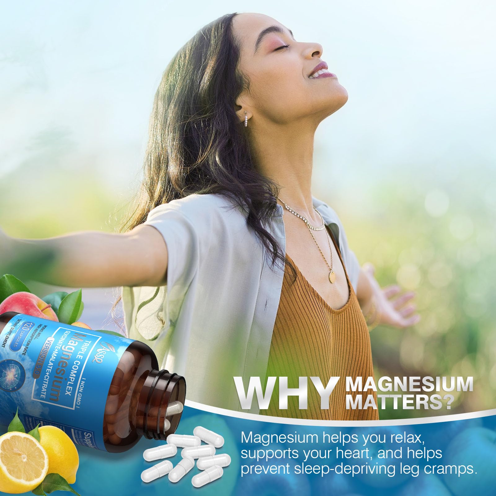 ASSR Triple Magnesium Complex – 300mg Magnesium Supplement with Glycinate, Malate & Citrate – Supports Relaxation, Muscle & Nerve Function – High Absorption, Vegan, Non-GMO, 120 Capsules ASSR buy supplements Au