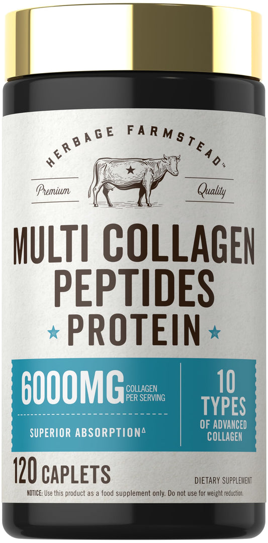 Carlyle Multi Collagen Peptides 6000mg | 120 Caplets | 10 Types of Advanced Collagen with Protein | Non-GMO, Gluten Free Supplement | by Herbage Farmstead Carlyle buy supplements Au
