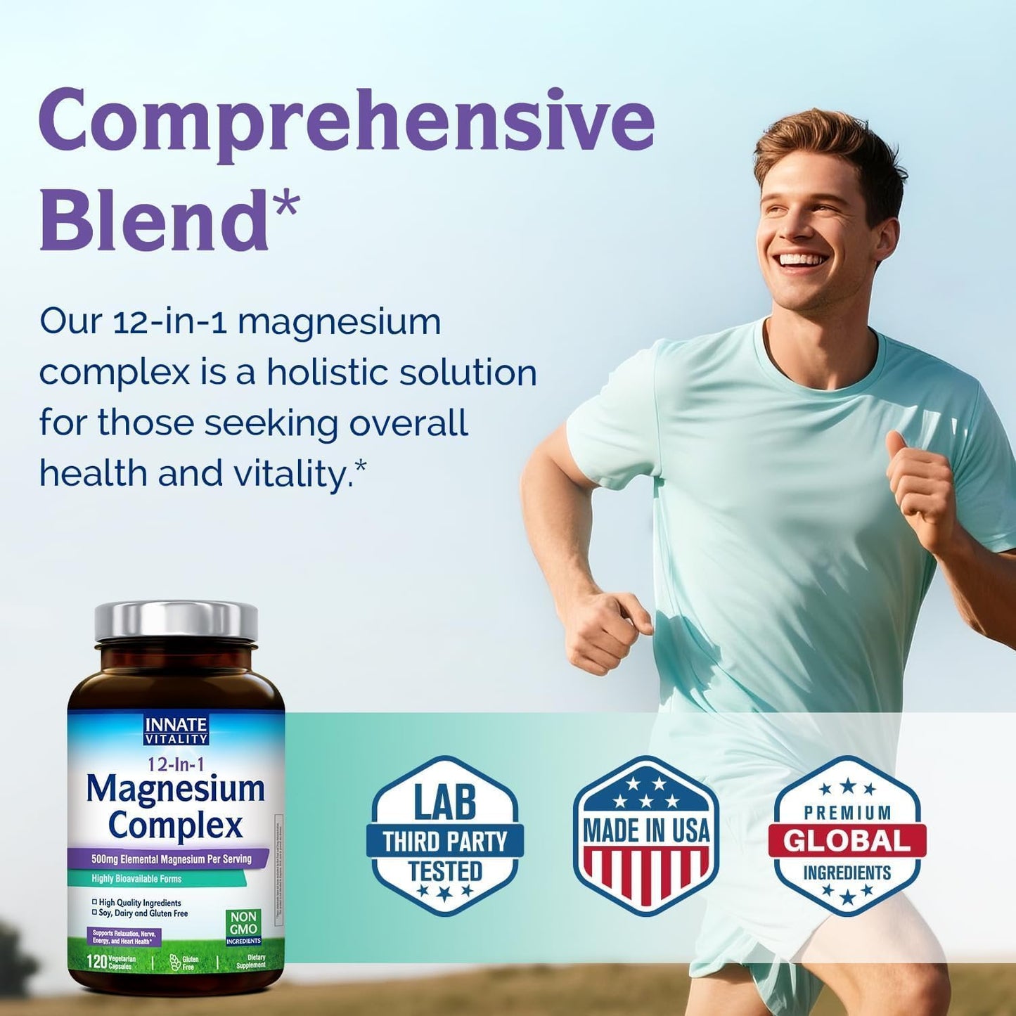 Innate Vitality 12-in-1 Magnesium Complex, 500 mg Elemental Mag, with Magnesium Glycinate Malate Taurate Aspartate & More, Non-GMO, for Nerves, Sleep, Heart, Energy, 120 Veg Caps Innate Vitality buy supplements Au
