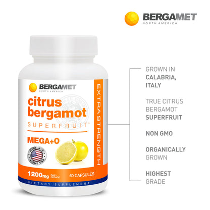 BergaMet Citrus Bergamot Supplement, 170:1 Extract, 1200mg per Serving, 80% Polyphenols, Italian Citrus Bergamot Supplement,