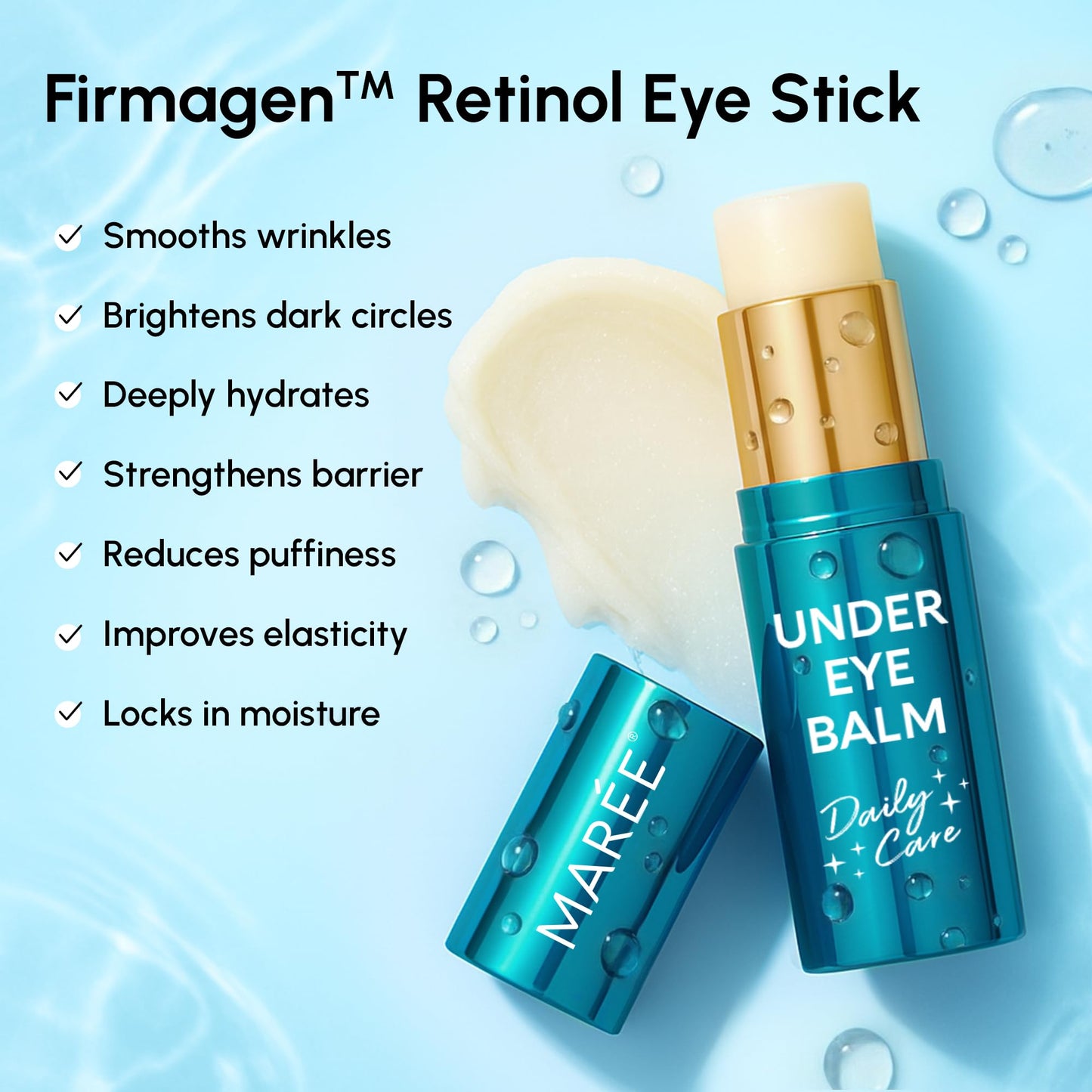 MAREE Under Eye Balm Stick with Retinol & Ceramide Complex – Facial Moisturizer for Dark Circles & Wrinkles