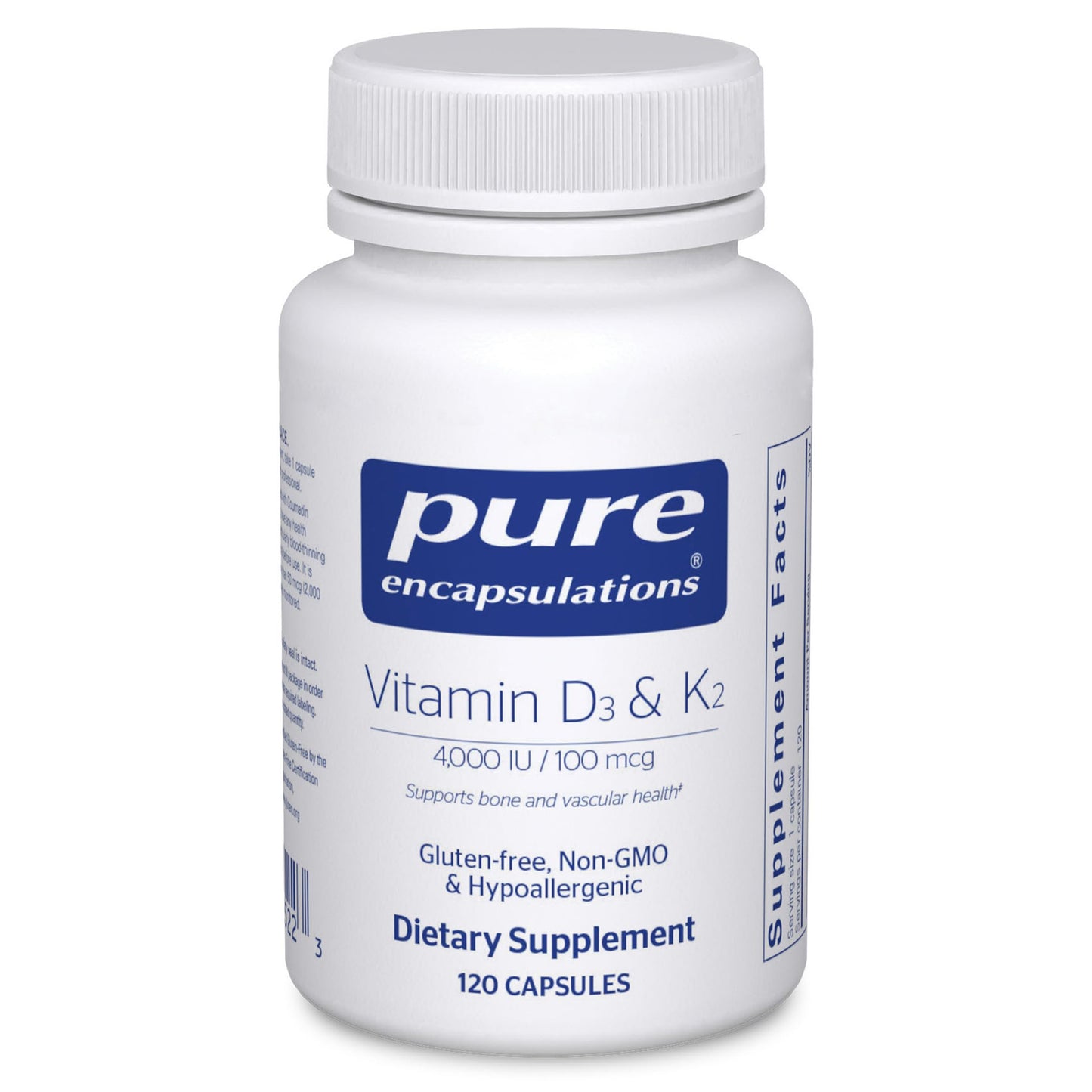 Pure Encapsulations Vitamin D3 & K2 - Bone & Vascular Health Support - Immune Function Support - Gluten Free - Non-GMO - 120 Capsules