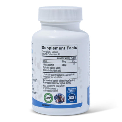 IMMUNOVITES Stabilized R-Alpha Lipoic Acid ((True)) 600mg per Serving [[High Potency & up to 40x Increased Absorption]]