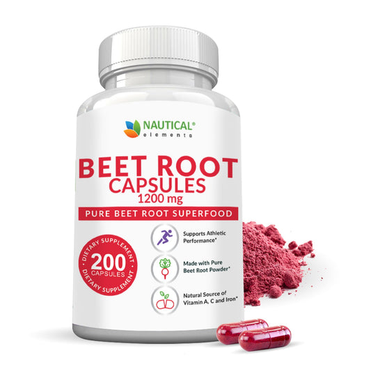 Beet Root Capsules - 1200mg Per Serving - 200 Beet Root Powder Capsules - Beetroot Powder Supports Blood Pressure, Athletic Performance, Digestive