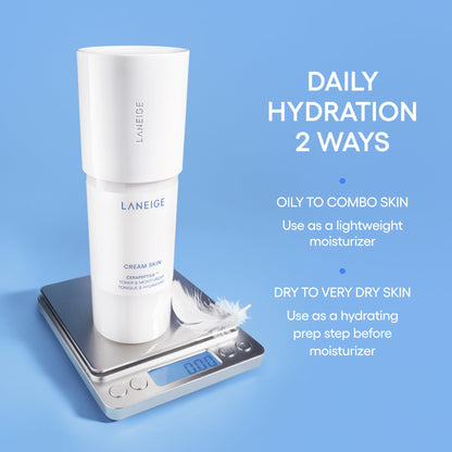 LANEIGE Cream Skin Toner & Moisturizer Mini: Lightweight Refillable Korean Milky Toner with Ceramide