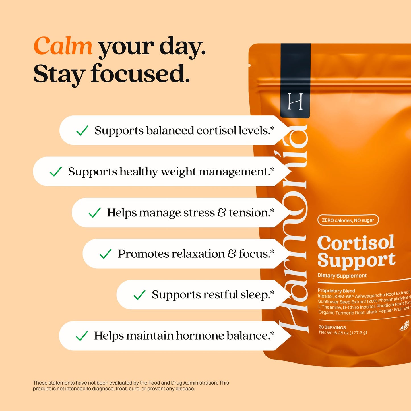 Harmonia Cortisol Cocktail | Cortisol Supplements for Women & Men with Ashwagandha, Magnesium & L-Theanine | Drink Harmonia for Stress Relief, Weight Management & Sleep Support (1 Pack x 30 Servings) HARMONÍABuy Supplements Australia