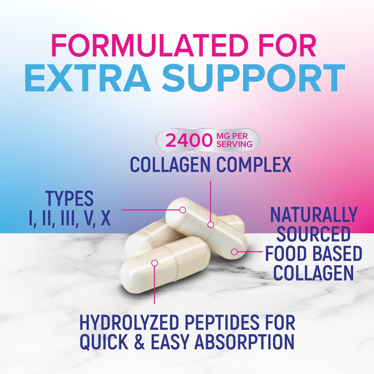 Multi Collagen Pills - Multi Collagen Complex 2400 mg Per Serving - Types I, II, III, V, X - Hydrolyzed Collagen Peptides Supplement - Hair, Skin & Nail Support - Bottled in the USA - 120 Capsules Nature's Nutrition buy supplements Au