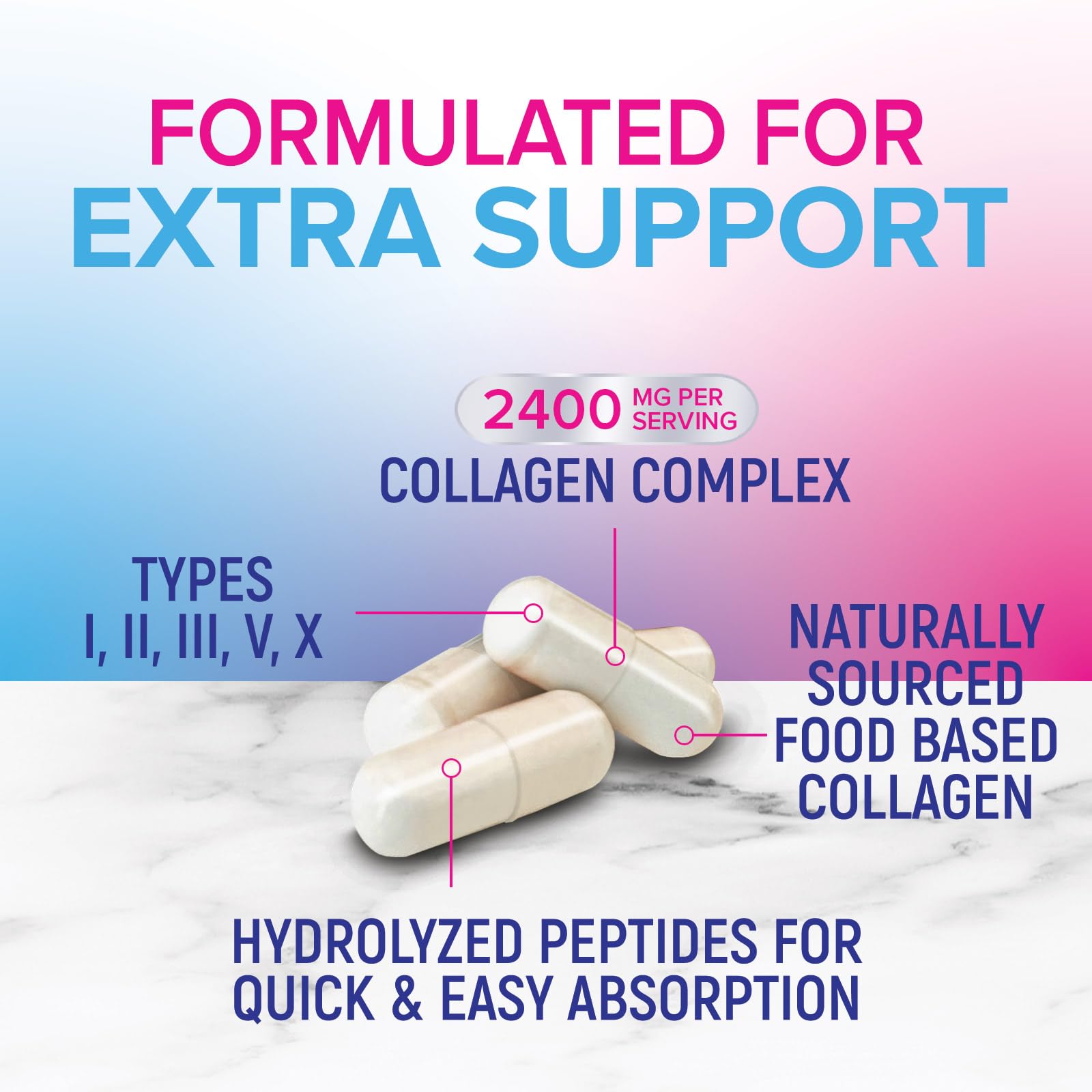 Multi Collagen Pills - Multi Collagen Complex 2400 mg Per Serving - Types I, II, III, V, X - Hydrolyzed Collagen Peptides Supplement - Hair, Skin & Nail Support - Bottled in the USA - 120 Capsules Nature's Nutrition buy supplements Au