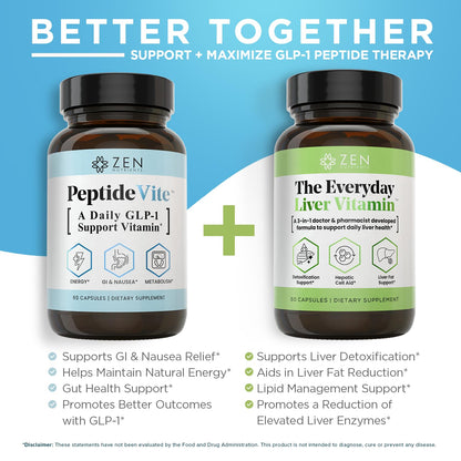 Zen Nutrients PeptideVite  Support Vitamin for Gut Health with Probiotics, Bromelain, Chromium Picolinate & Organic Ginger (60 Capsules)