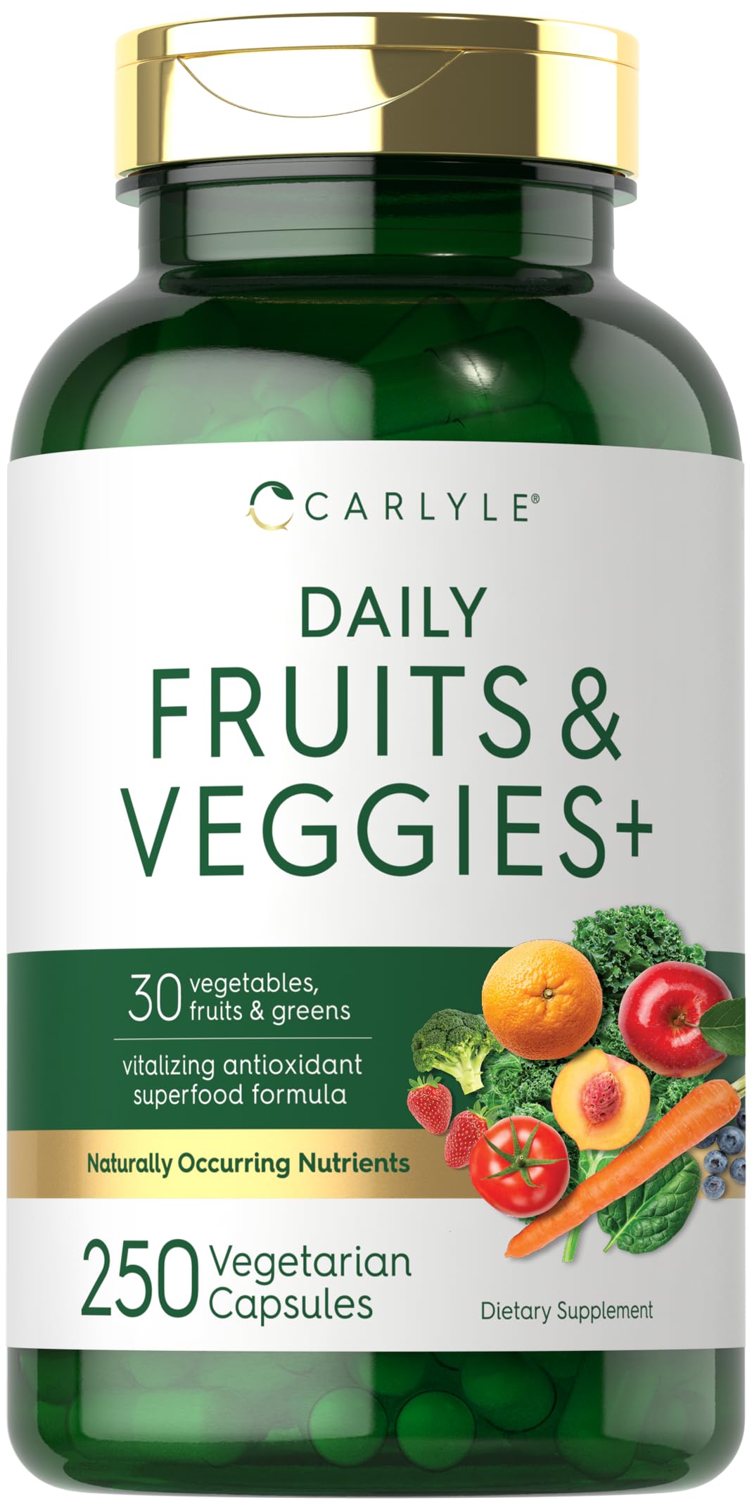 Carlyle Fruits and Veggies Supplement | 250 Capsules | Made with 30 Fruits and Vegetables | Vegetarian, Non-GMO, Gluten Free Superfood Formula CarlyleBuy Supplements Australia