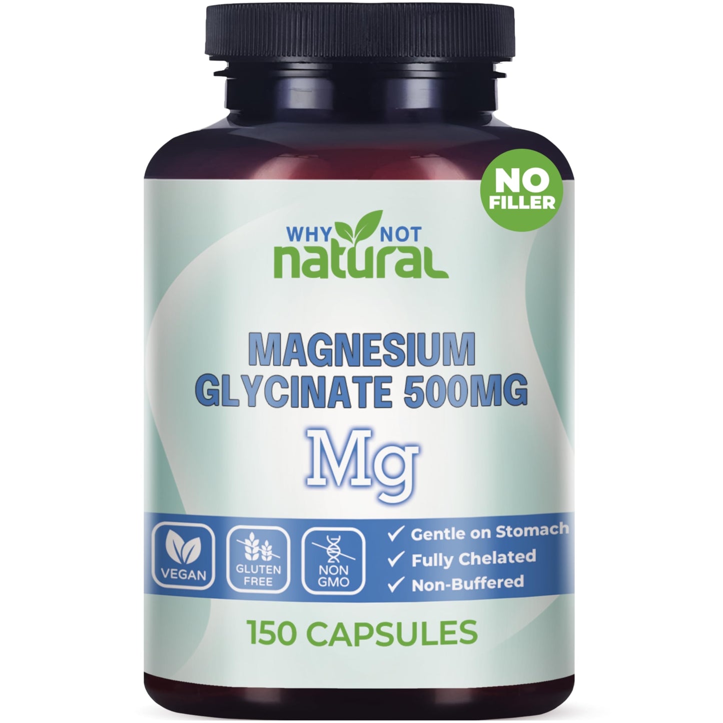 Why Not Natural Magnesium Glycinate 500 mg Capsules Supplement - Vegan, No Filler - Supports Sleep and Relaxation Why Not NaturalBuy Supplements Australia