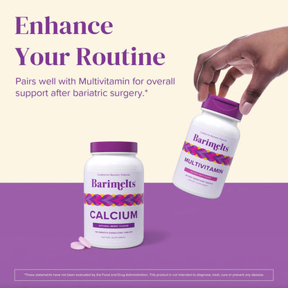 BariMelts Calcium Citrate with Vitamin D3 & Magnesium, 120 Smooth-Dissolving Tablets (1-Month Supply), Bariatric Calcium Supplements
