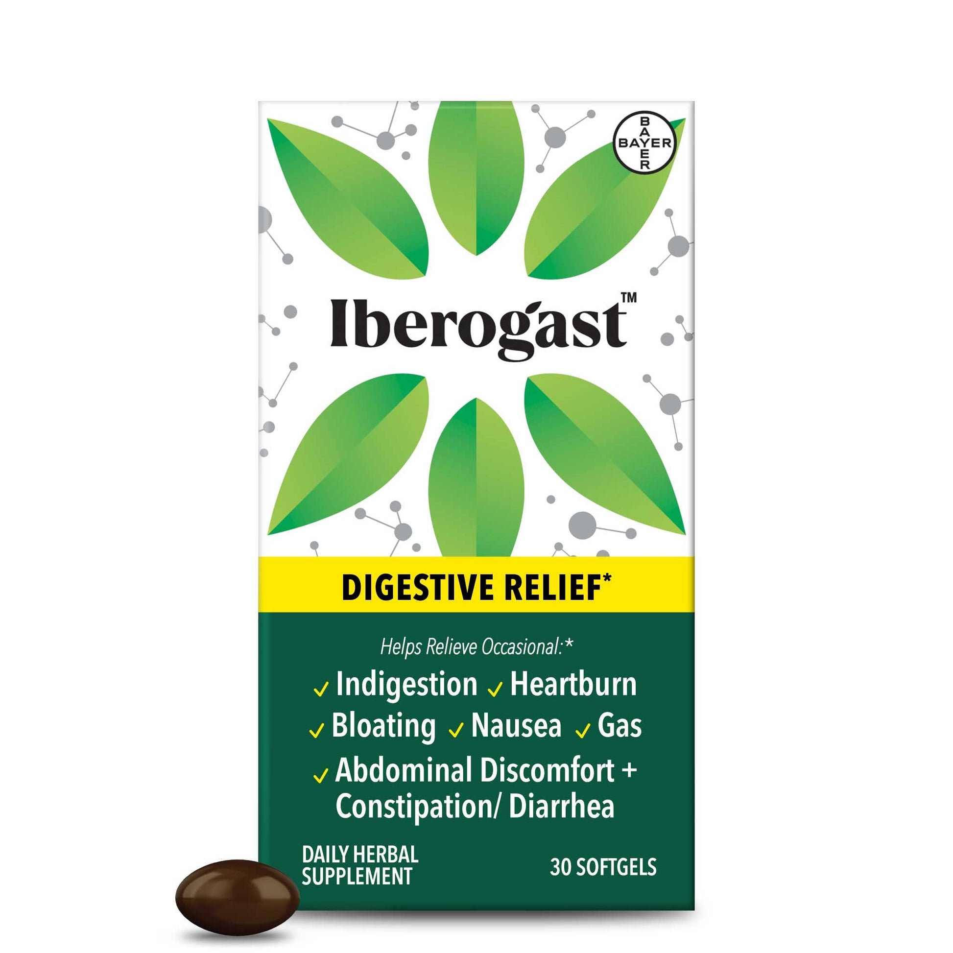 Iberogast Softgels, Herbal Relief of Stomach Upsets: Occasional Indigestion, Bloating, Gas, Nausea, Upset Stomach; 6-Herb Blend with Iberis Amara, Peppermint, Licorice, Lemon Balm; 30ct Iberogast buy supplements Au