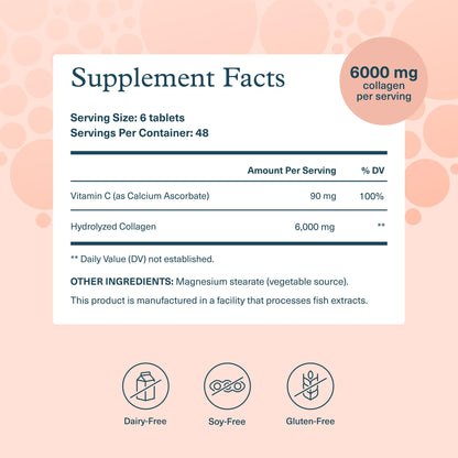 Youtheory Advanced Collagen - 6,000 mg Hydrolyzed Collagen Peptides - Includes Antioxidants & Contains Vitamin C - Hair Growth, Nails, Joint Health & Bone Support