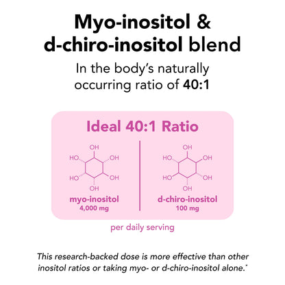 Theralogix Ovasitol Inositol Powder - 90-Day Supply - Myo-Inositol & D-Chiro Inositol for Hormone Balance & Ovarian Function Support - NSF Certified - 400 g (180 Servings)