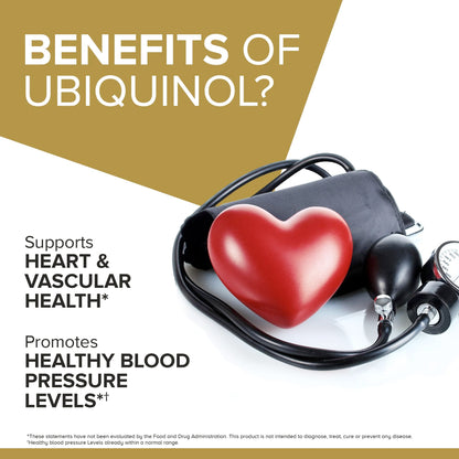 Qunol 100mg Ubiquinol, Powerful Antioxidant for Heart & Vascular Health, Essential for Energy Production