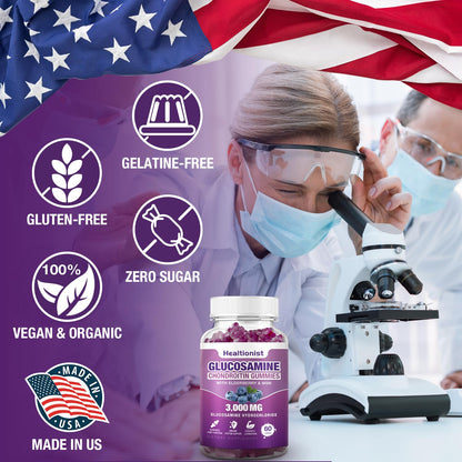 Healtionist 2 Packs 3000mg Glucosamine Chondroitin Gummies with MSM & Elderberry