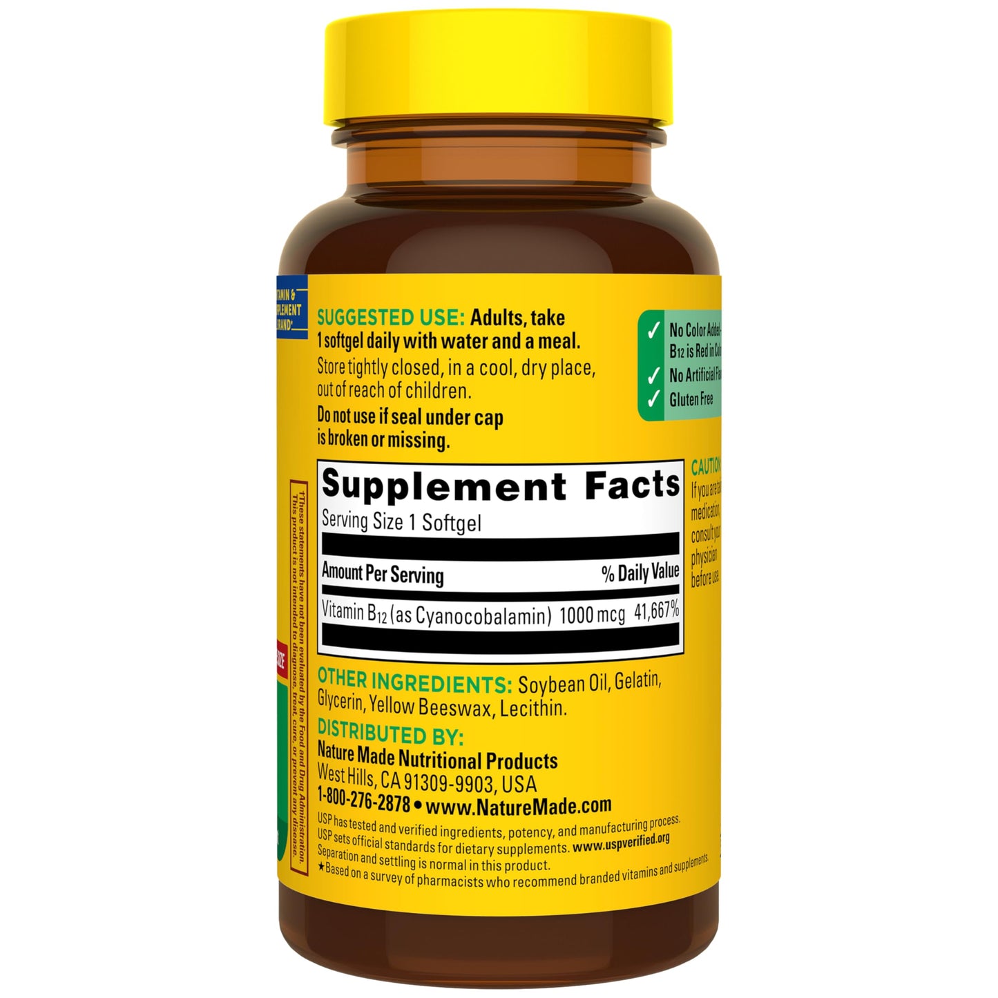 Nature Made Vitamin B12 1000 mcg, Dietary Supplement for Energy Metabolism Support, B12 Vitamins 1000 mcg, 150 Softgels, 150 Day Supply