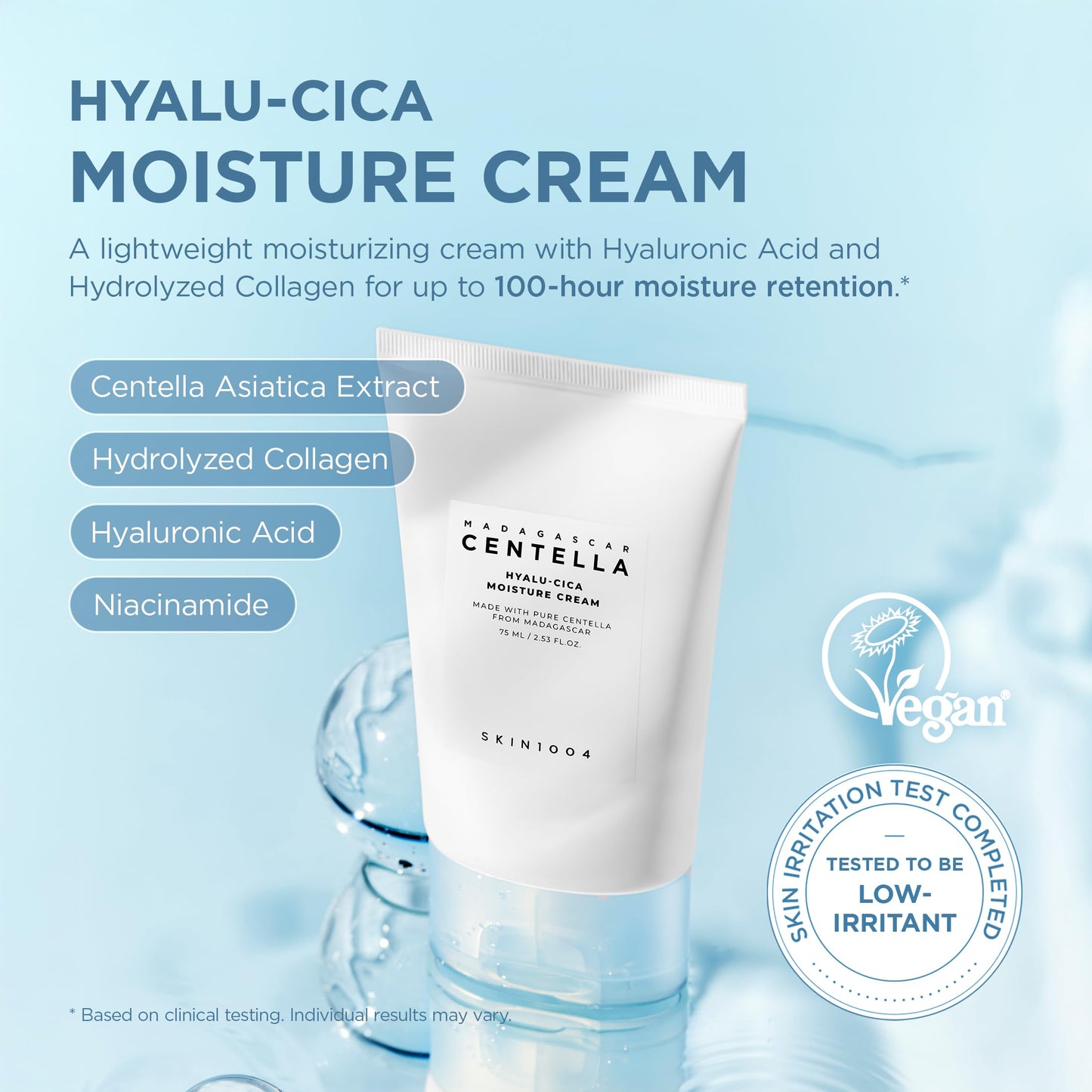SKIN1004 Hyalu-Cica Moisture Cream, Face Moisturizer with Hyaluronic Acid, Centella Cream for Deep Hydration, Lightweight Nourishing