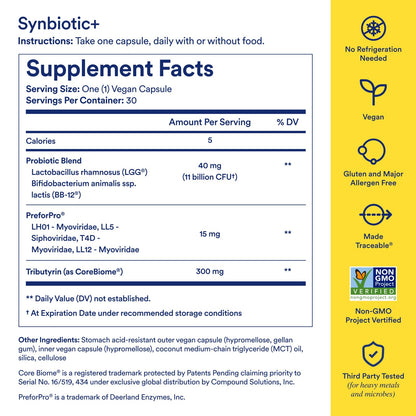 Ritual Synbiotic - Complete 3-in-1 Probiotic, Prebiotic, Postbiotic - for Women and Men - to Support Gut, Digestive Health, Regularity, Bloating