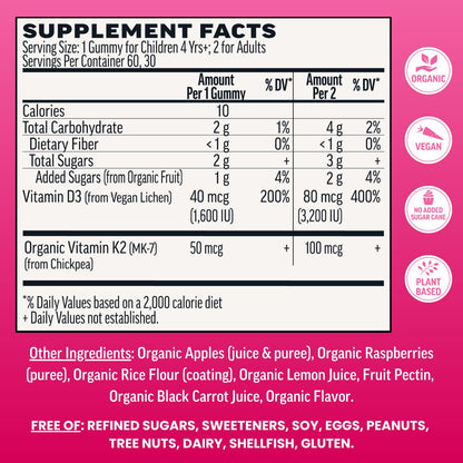 Llama Naturals Vitamin D3, Vegan, Organic Immune Support Supplement, Vitamin D Gummies for Adults and Kids, Real Fruit Gummy Vitamins, Promotes Bone Health