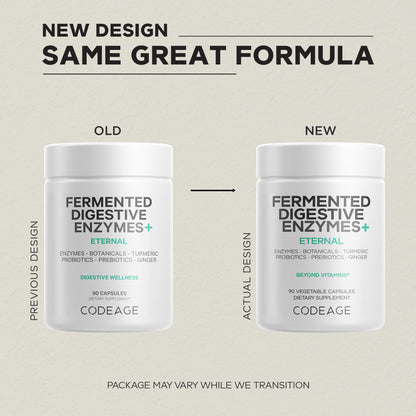 Codeage Fermented Digestive Enzymes Supplement 3-Month Supply - 14 Digestive Enzymes, Probiotics, Prebiotics, Fermented Botanicals, Plant-Based Multi Pancreatic Enzymes - 1 Capsule a Day - 90 Capsules CodeageBuy Supplements Australia