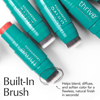Thrive Causemetics Triple Threat Color Stick: Cream Blush Stick with Vitamin E, Evening Primrose Oil, Waterproof Smudge Proof Face Makeup Formula, Maggie (Rose Shimmer)