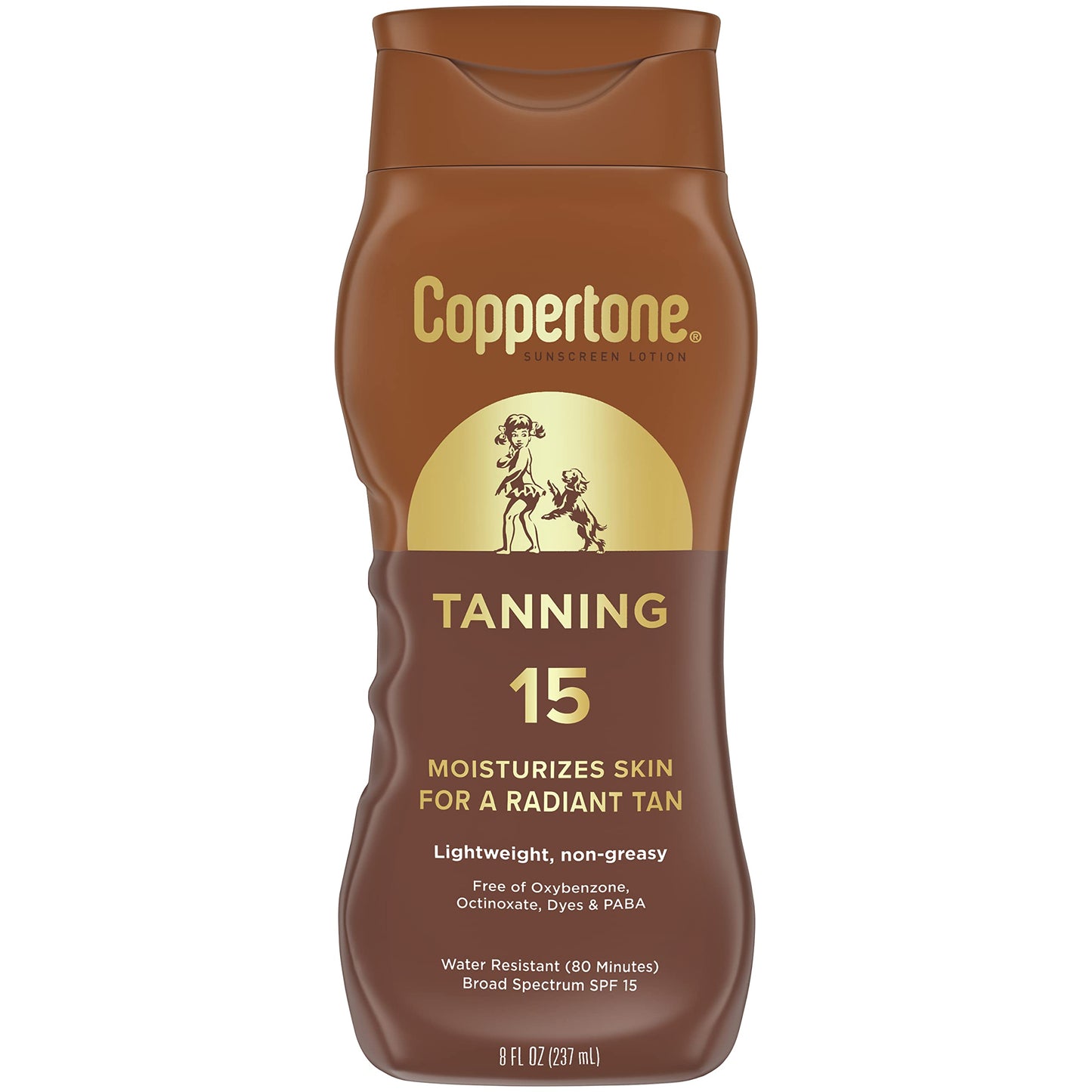Coppertone Tanning Sunscreen Lotion, SPF 15, Lightweight and Non Greasy Sunscreen, Water Resistant, Oxybenzone Free