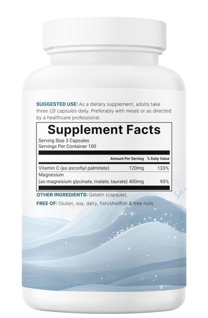 Micro Ingredients Pure Magnesium Complex, 300 Capsules | Triple Magnesium Glycinate, Malate, Taurate with Vitamin C | 100% Chelated | Supports Muscles, Nerves, & Energy | Only Active Ingredients Micro Ingredients buy supplements Au
