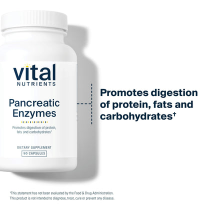 Vital Nutrients Pancreatic Enzymes 1000mg (Full Strength) - Pancreatin Digestion Supplement with Protease, Amylase & Lipase - Digestive Enzymes