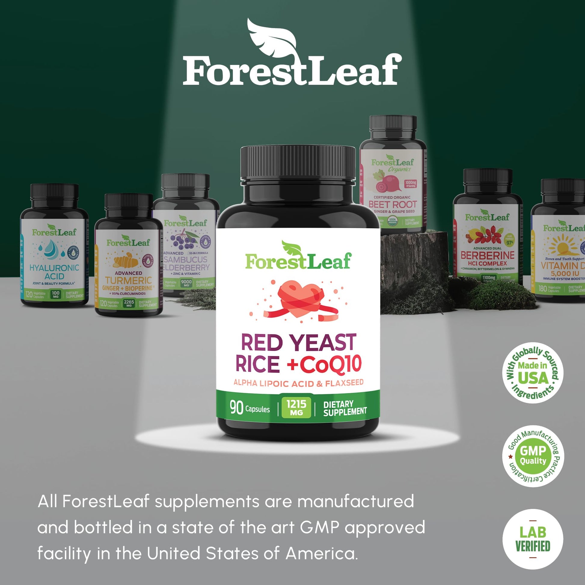 Red Yeast Rice 1215 mg. Capsules - Extra Strength Red Rice Yeast with CoQ10 Supplement, Plus Alpha Lipoic Acid & Organic Flaxseed, Citrinin Free, Supports Cardiovascular Health, Non-GMO 90 Veggie Caps ForestLeaf buy supplements Au