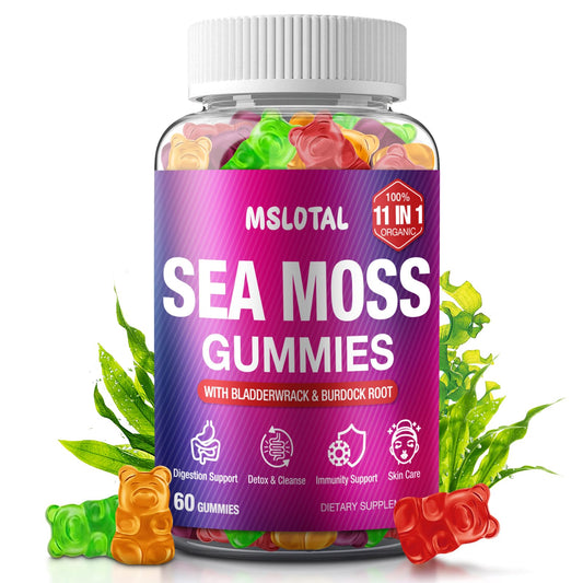 MSLOTAL Irish Sea Moss Gummies with Ashwagandha Bladderwrack and Burdock Root - Natural Irish Seamoss Supplement for Thyroid, Energy, Immune Support - 60 Vegan Gummy MSLOTALBuy Supplements Australia