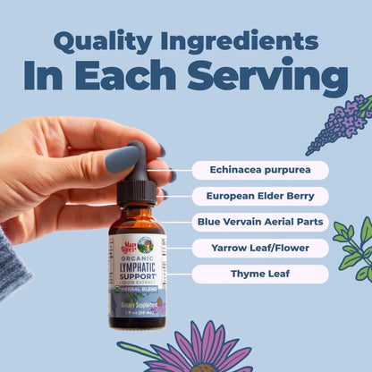 MARYRUTH'S Lymphatic Support Liquid Drops USDA Organic | Herbal Blend with Echinacea & Elderberry | Blue Vervain