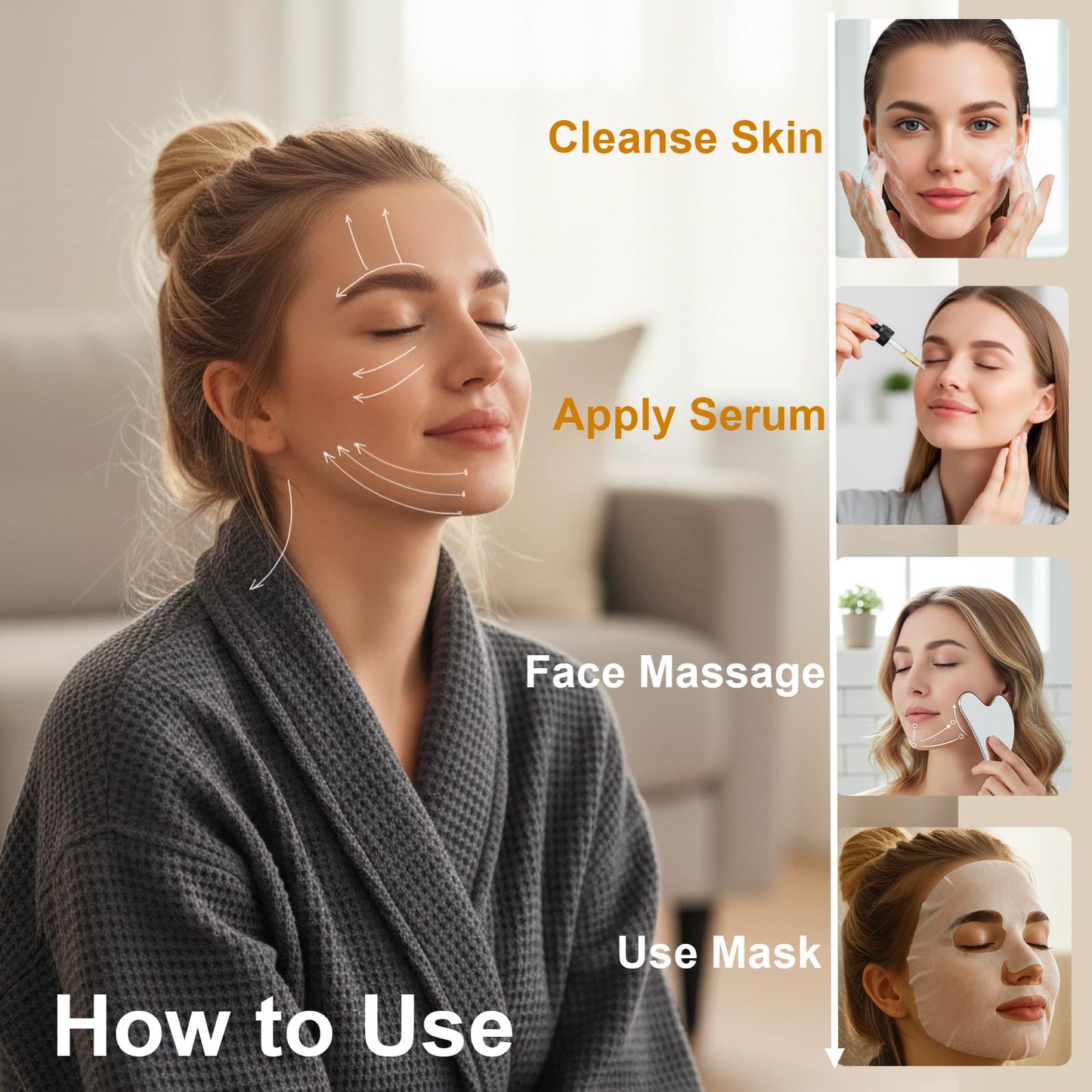 Stainless Steel Gua Sha Tool & Lymphatic Drainage Face Brush Set, TWPER Facial Massage Kit for Jawline Sculpting