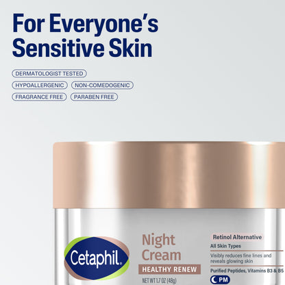 Cetaphil Healthy Renew Skin Tightening Night Cream 1.7 Oz, Wrinkle Repair Cream for Face with Peptides