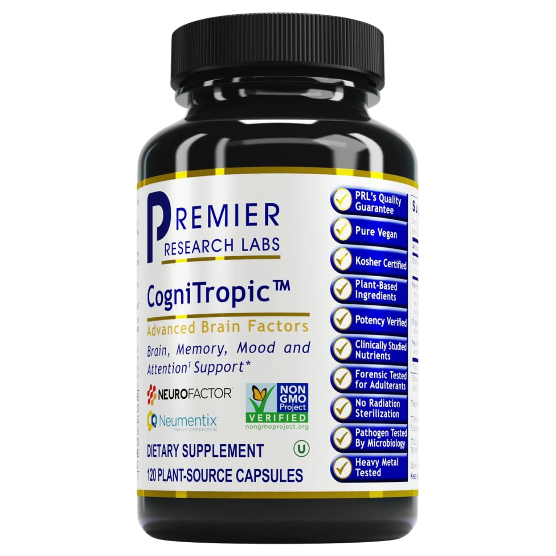 Premier Research Labs Cognitropic - Brain Supplements for Memory and Focus, Focus Supplement, Brain and Memory Power Boost, Clarity Vitamins for Brain, Memory Support - 120 Vegetarian Capsules Premier Research LabsBuy Supplements Australia