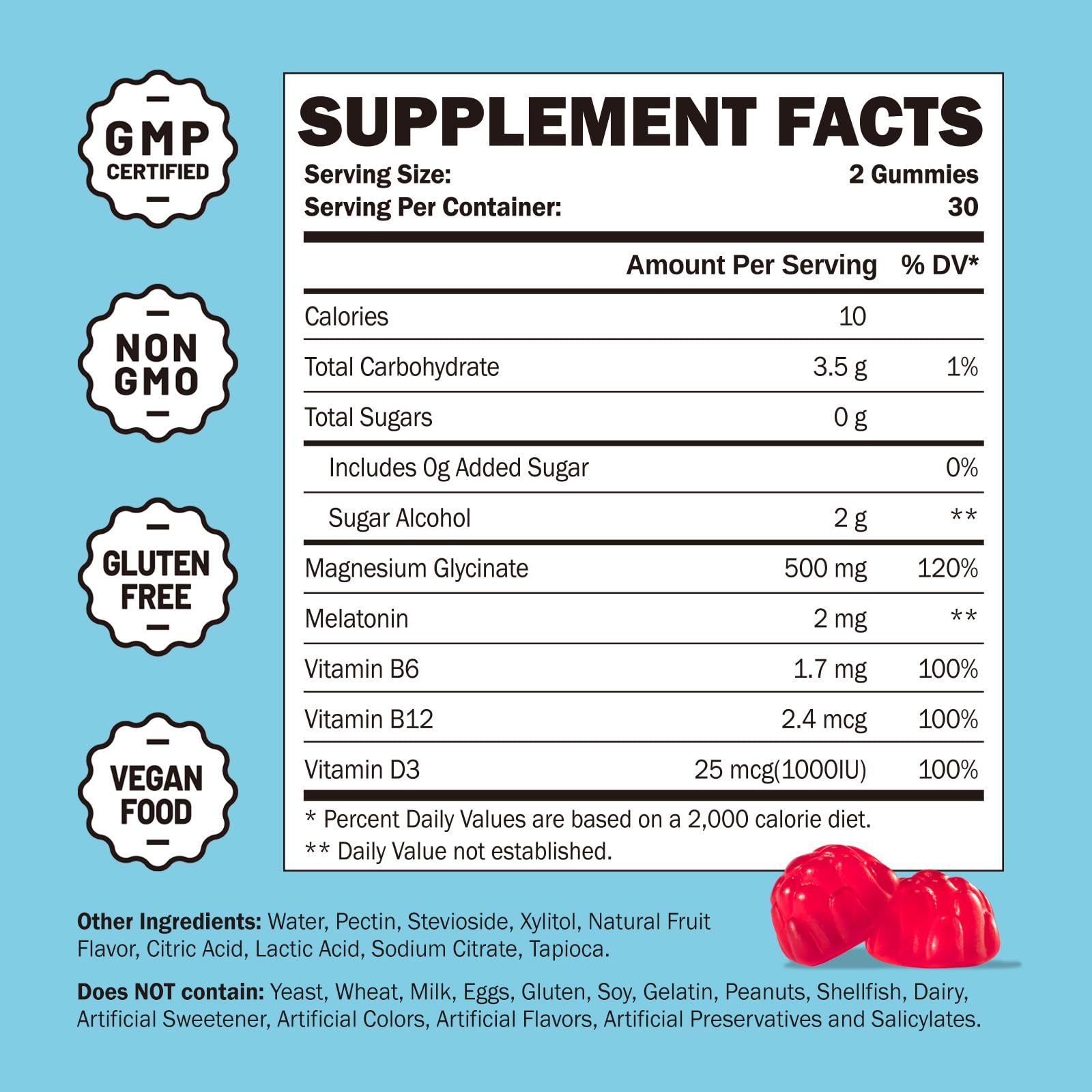Greabby Magnesium Glycinate Gummies 500mg for Adults Sleep Support, Chewable Magnesium Gummies for Women & Men, Muscle Relief & Magnesium Supply (60 Count) GREABBYBuy Supplements Australia