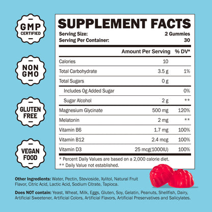 Greabby Magnesium Glycinate Gummies 500mg for Adults Sleep Support, Chewable Magnesium Gummies for Women & Men, Muscle Relief & Magnesium Supply (60 Count) GREABBYBuy Supplements Australia