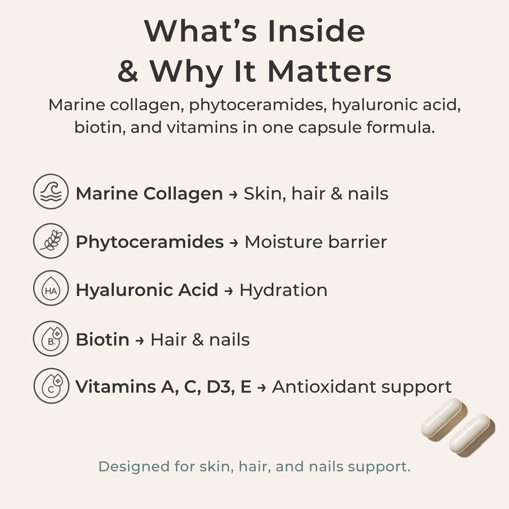 Zi-Collagen Marine Collagen Capsules for Skin, Hair & Nails Support – with Phytoceramides, Hyaluronic Acid, Biotin & Vitamins A C D3 E – 60 Capsules Zivere buy supplements Au