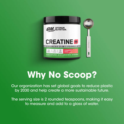 Optimum Nutrition Creatine Monohydrate Plus Powder, Strawberry Peach Flavored Creatine Performance Blend, with Electrolytes for Hydration, Added Vitamins