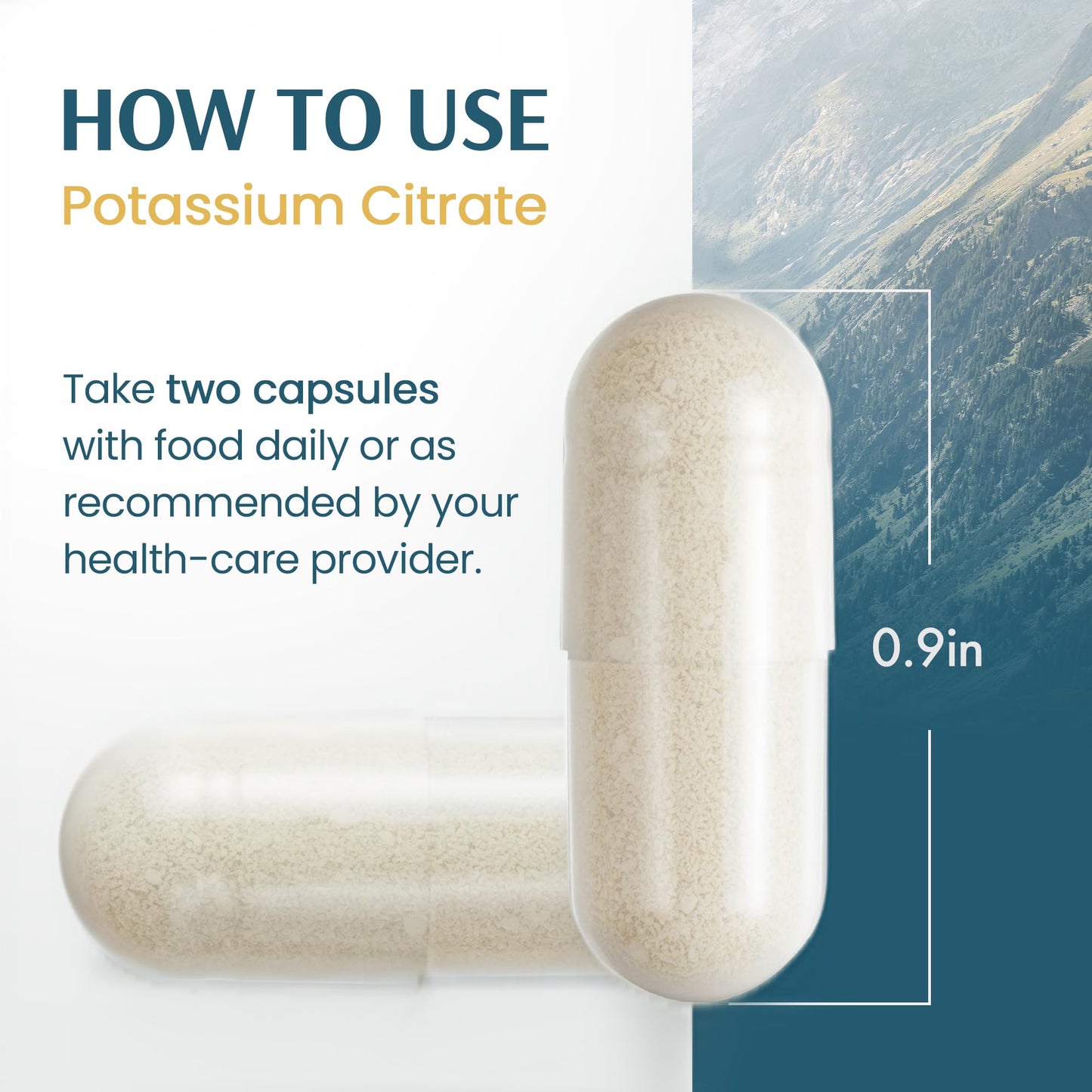 Vykee Nutrition Potassium Citrate Capsules - Supplements for Electrolyte Balance, Muscle & Heart Health - Vegan, Non-GMO,
