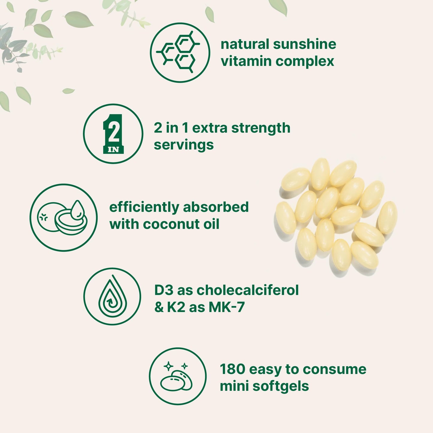 Micro Ingredients Vitamin D3 10,000 IU + K2 MK-7 200 mcg, 180 Softgels with Virgin Coconut Oil | 2-in-1 Vitamins D & K Complex