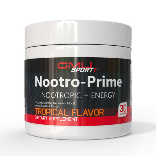 GMU SPORT Nootro-Prime Brain Boost - Focus Brain Supplement - Mushroom Supplement Powder with Alpha GPC, Nootropic Brain Supplements for Memory and Focus with Lions Mane, 30 Servings, Tropical Flavor GMU SPORTBuy Supplements Australia