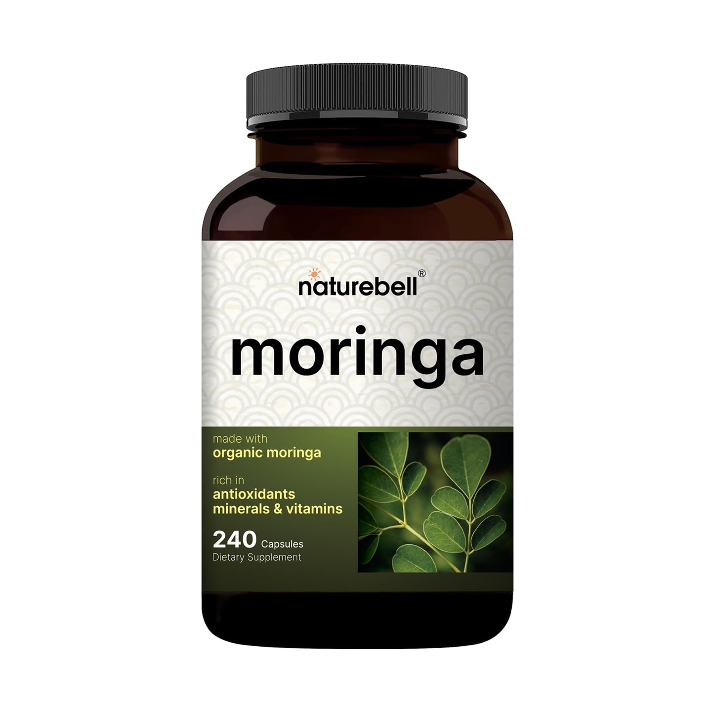 NatureBell Moringa - 240 Capsules - Organic Moringa for Immune, Energy & Skin Health Support - Green Superfood Properties