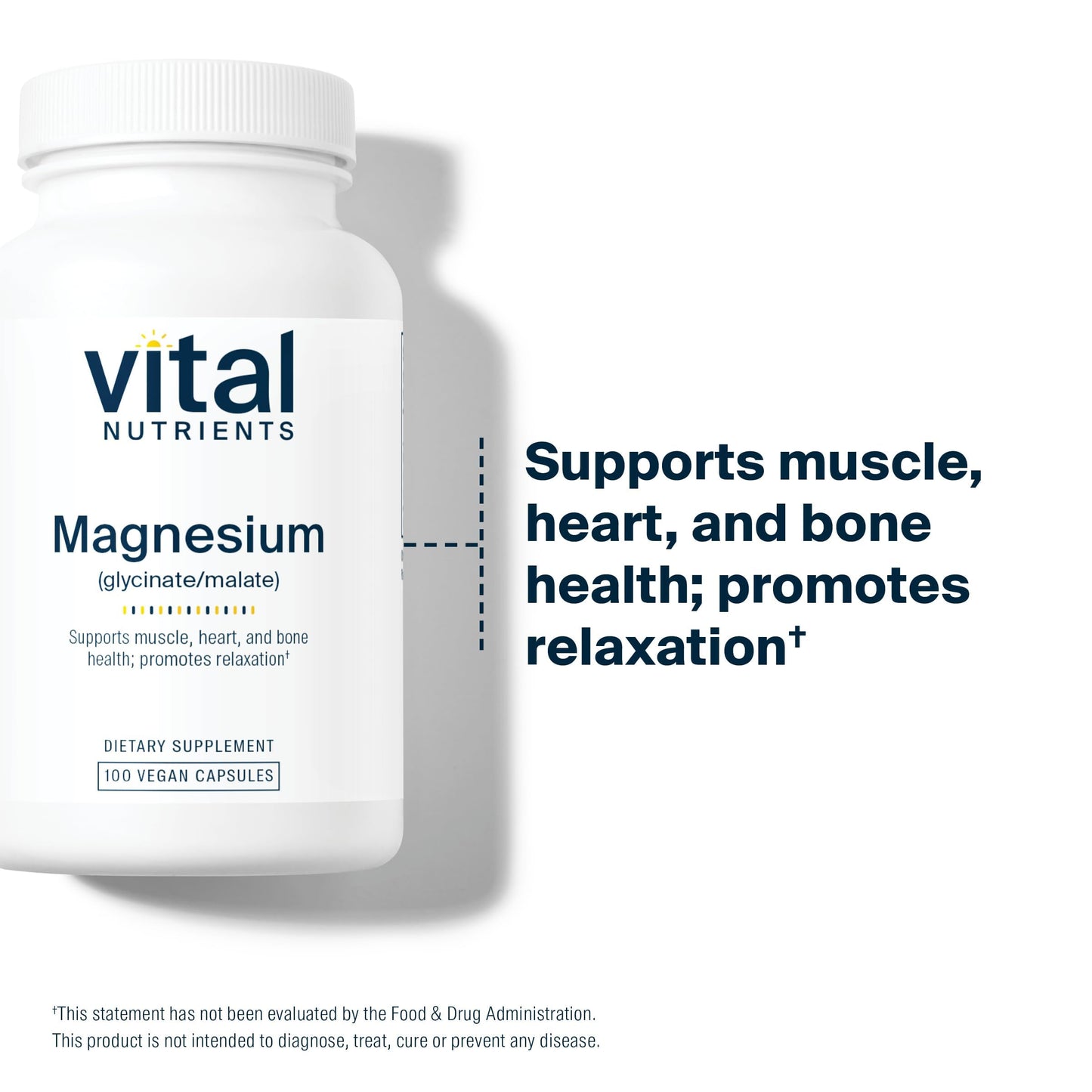 Vital Nutrients Magnesium Glycinate + Malate - 120mg Vegan Magnesium Supplement for Women and Men - Muscle, Heart, Bone Support* - Promotes Relaxation - Gluten, Dairy and Soy Free - 100 Capsules Vital NutrientsBuy Supplements Australia