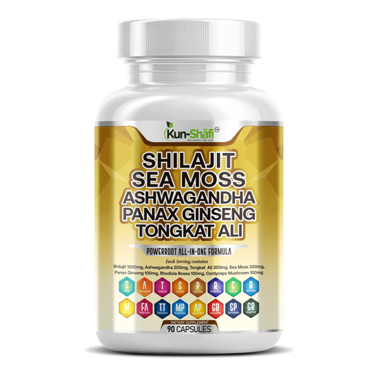 Kun Shafi Shilajit Complex – Sea Moss, Tongkat Ali, Ashwagandha, Ginseng, Zinc, CoQ10, PQQ & Magnesium – Fulvic Acid Capsules for Energy, Vitality & Performance with Panax Cordyceps – 90 Capsules Kun ShafiBuy Supplements Australia