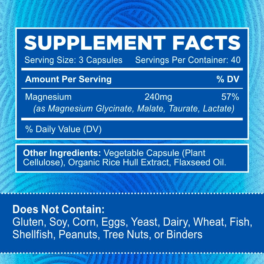 Zentastic Magnesium Complex 4-in-1 Supplement – Magnesium Glycinate, Malate, Taurate & Lactate – Chelated High Absorption for Nerves, Muscles, Bones & Immune Support – 120 Capsules Zentastic buy supplements Au